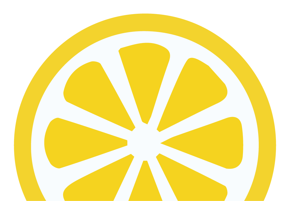 Bright yellow lemon slice with white border around it